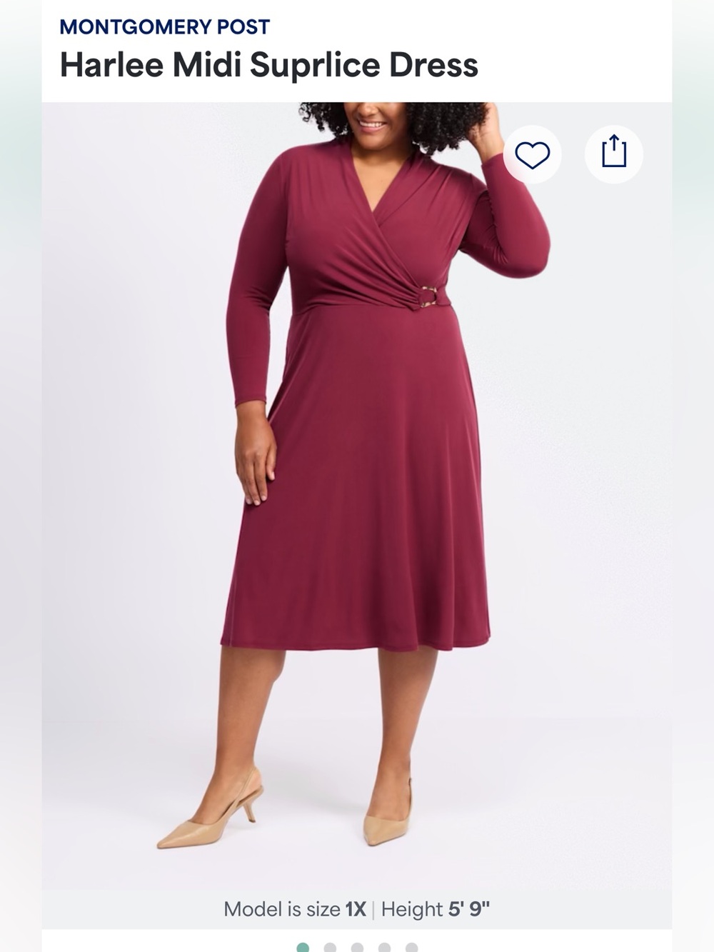 Montgomery Post Hardley Burgundy Midi Dress 2X NWT Stitch Fix